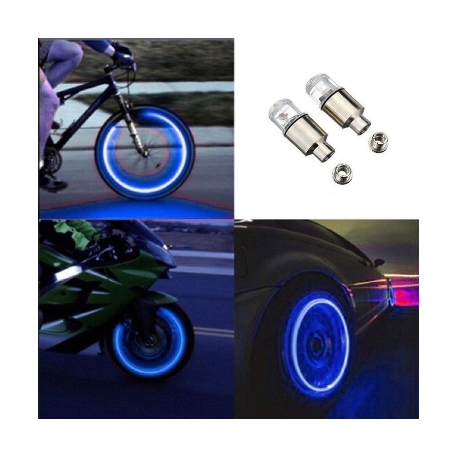 Καπάκι βαλβίδας ποδηλάτου με φως, 2 τμχ, μπλε