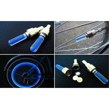 Καπάκι βαλβίδας ποδηλάτου BIKE-0031, LED, 6.5cm, 2τμχ, μπλε
