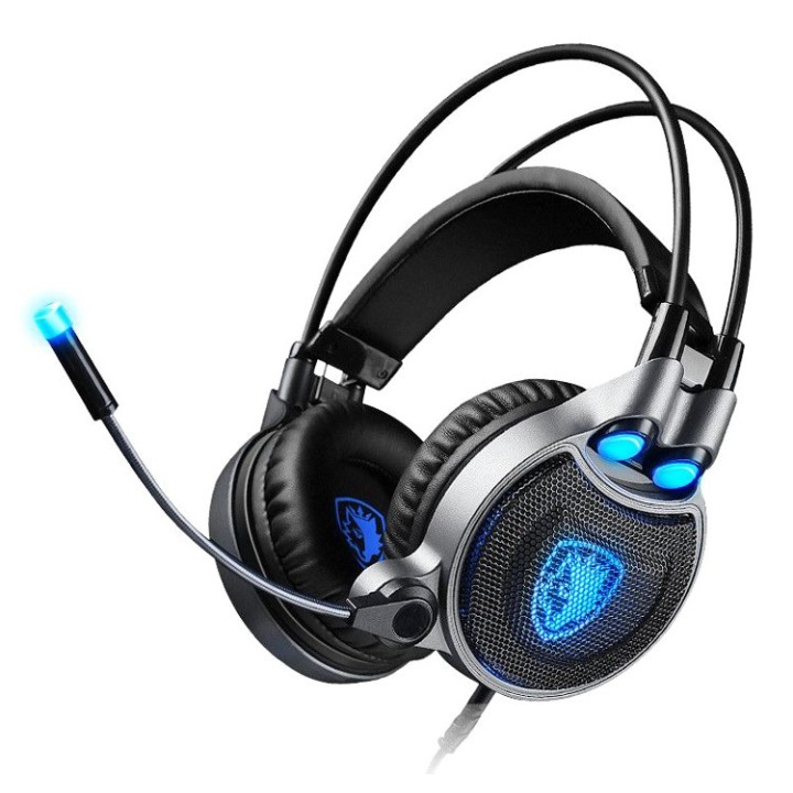 SADES gaming headset SA-R1, USB, 50mm, 7.1CH, LED, μαύρο