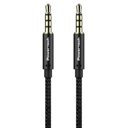 POWERTECH καλώδιο Jack 3.5mm prime PTR-0089, 4 pin, copper, 1m, μαύρο