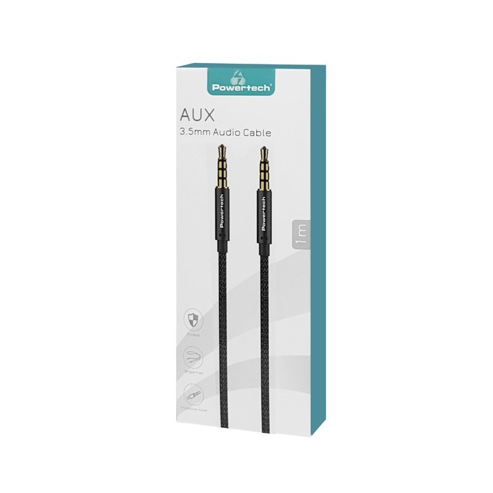 POWERTECH καλώδιο Jack 3.5mm prime PTR-0089, 4 pin, copper, 1m, μαύρο