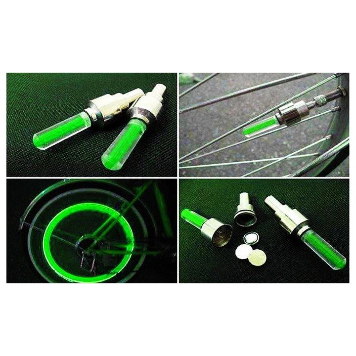 Καπάκι βαλβίδας ποδηλάτου BIKE-0030, LED, 6.5cm, 2τμχ, πράσινο