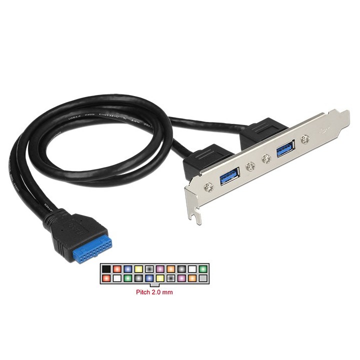DELOCK Cable USB 3.0 2x Type-A female σε 19pin header female