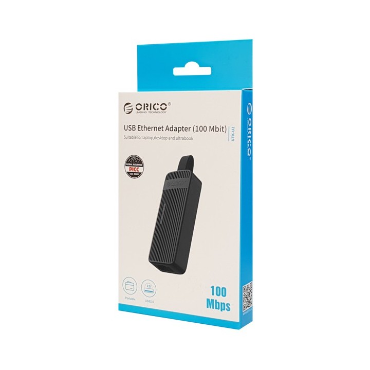 ORICO αντάπτορας USB 2.0 σε Ethernet UTK-U2, 100 Mbps, μαύρο