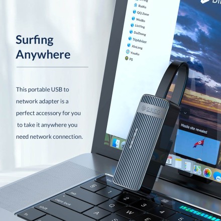 ORICO αντάπτορας USB 3.0 σε ethernet UTK-U3, 1 Gbps, μαύρο