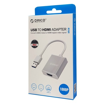 ORICO αντάπτορας USB 3.0 σε HDMI UTH-SV, 1080p, 15cm, ασημί