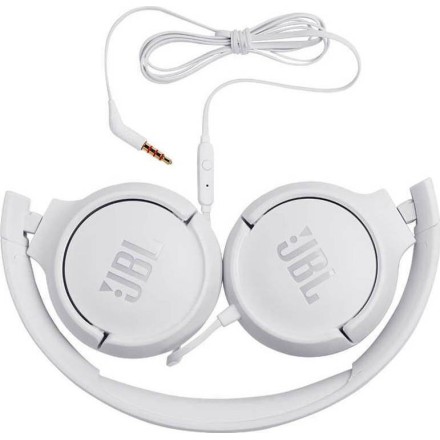 JBL Tune 500 Ενσύρματα On Ear Ακουστικά Λευκά 1-button Mic/Rem (White)(JBLT500WHT)