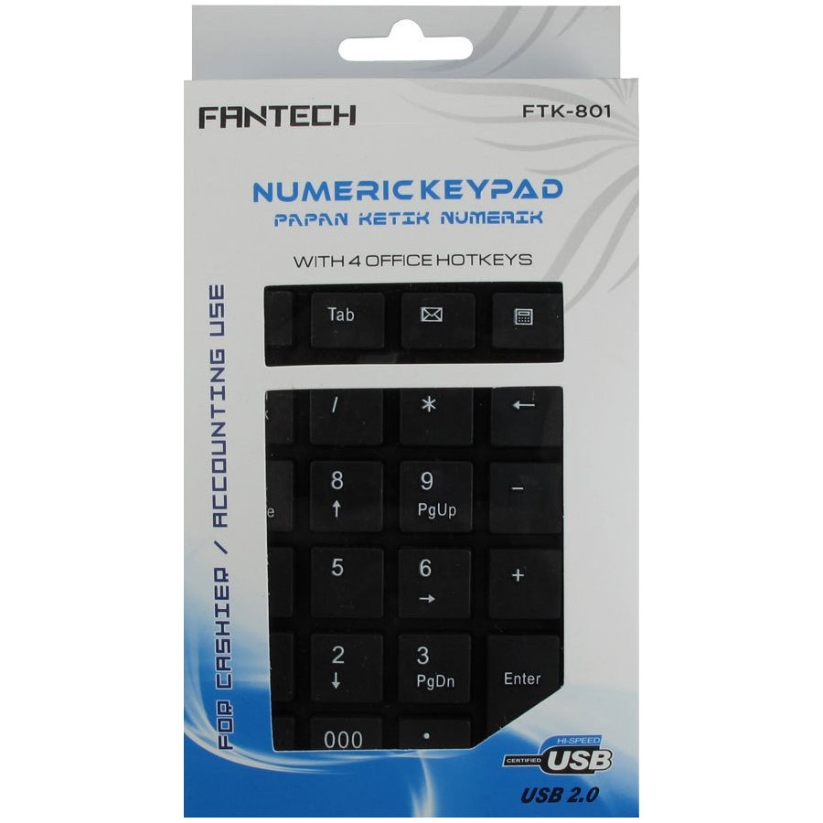 Αριθμητικό Πληκτρολόγιο FTK - 801, USB, Μαύρο(6042)