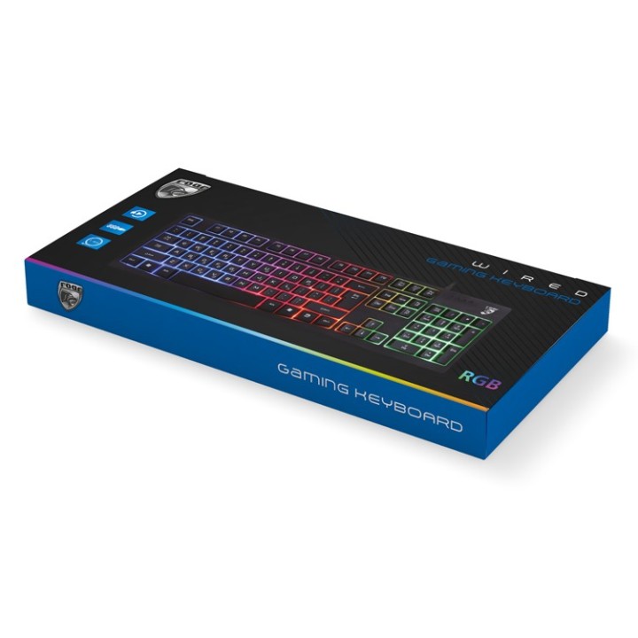 ROAR gaming πληκτρολόγιο RR-0005, ενσύρματο, αθόρυβα πλήκτρα, RGB, μαύρο με αγγλικούς και ελληνικούς χαρακτήρες
