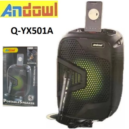 Andowl Σύστημα Karaoke με Ενσύρματα Μικρόφωνα Q-YX501A σε Μαύρο Χρώμα