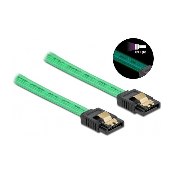 DeLock 7-Pin SATA III male - 7-Pin SATA III male UV Cable 0.7m Πράσινο (82112)