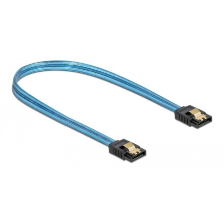 DELOCK Καλώδιο SATA III 7pin 82133, με UV επίστρωση, 0.7m, μπλε