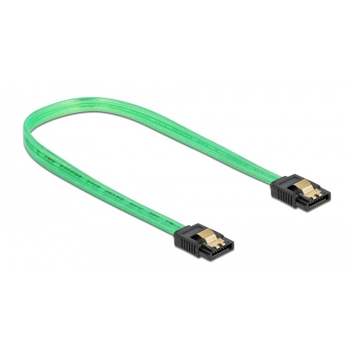 DELOCK Καλώδιο SATA III 7pin 82069, με UV επίστρωση, 0.5m, πράσινο