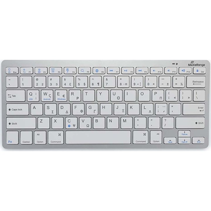 MediaRange MROS132-GR Ασύρματο Bluetooth Πληκτρολόγιο Ελληνικό Ασημί(MROS132-GR)