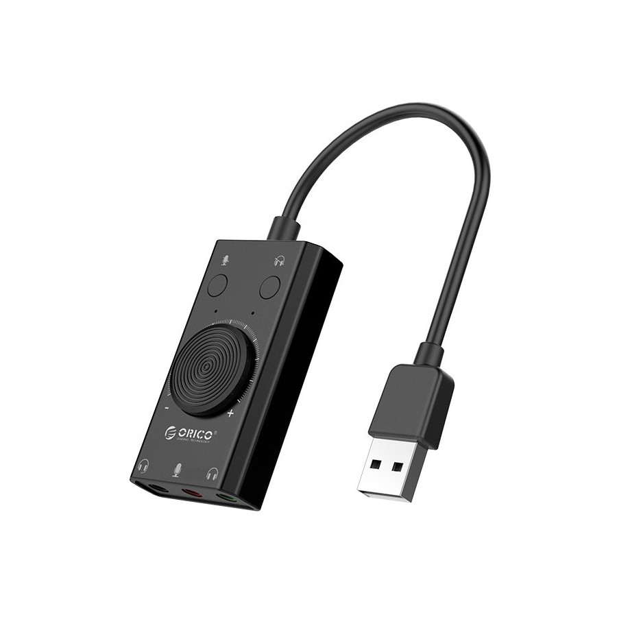 ORICO USB κάρτα ήχου SC2, USB 2.0, 3x 3.5mm, volume control, μαύρο