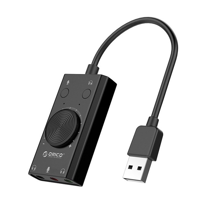 ORICO USB κάρτα ήχου SC2, USB 2.0, 3x 3.5mm, volume control, μαύρο