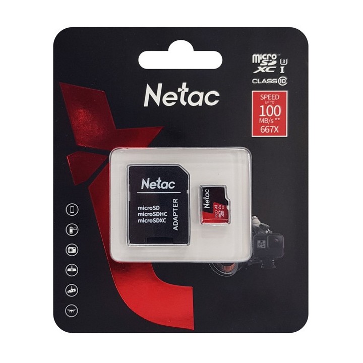 NETAC κάρτα μνήμης MicroSDXC P500 Extreme Pro, 256GB, 100MB/s, Class 10