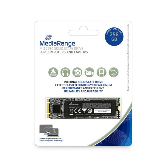 MediaRange Internal M.2 2280 solid state drive, SATA 6 Gb/s, 256GB (MR1022)
