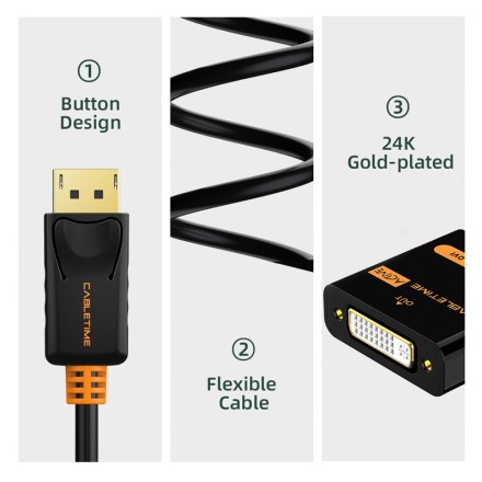 Cabletime DisplayPort male - DVI-I female (AV586)