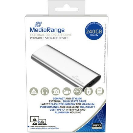 MediaRange Εξωτερικός Σκληρός Δίσκος SSD USB Type-C 240GB (Silver) (MR1101)