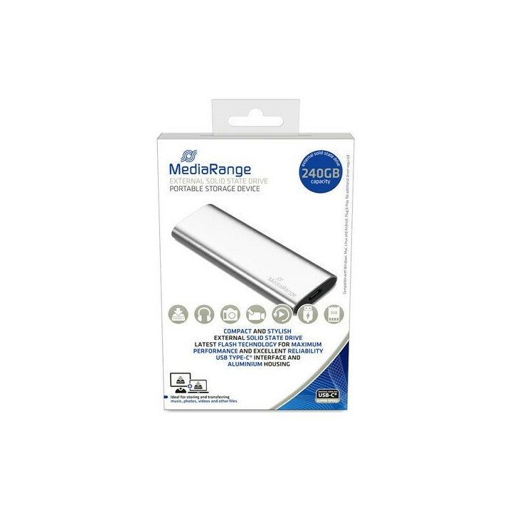 MediaRange Εξωτερικός Σκληρός Δίσκος SSD USB Type-C 240GB (Silver) (MR1101)