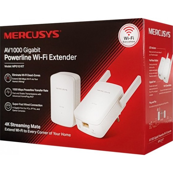 Mercusys AV1000 Gigabit Powerline Wi-Fi Extender Ver1.0 (MP510 KIT) (MERMP510KIT)