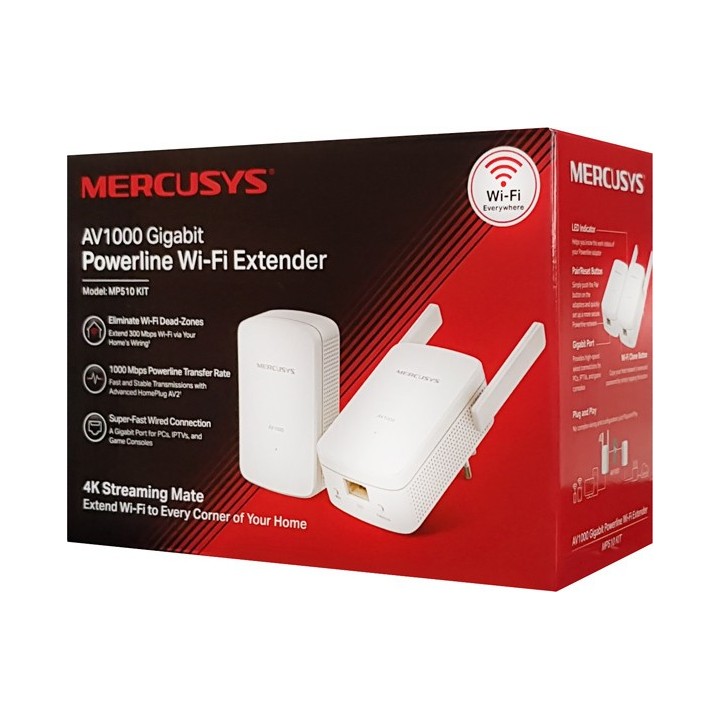 Mercusys AV1000 Gigabit Powerline Wi-Fi Extender Ver1.0 (MP510 KIT) (MERMP510KIT)