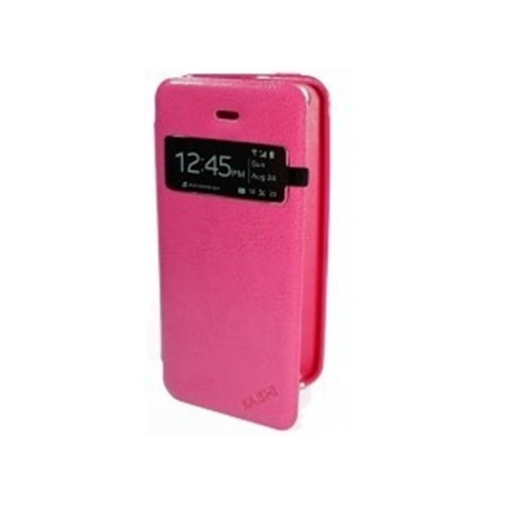   Leather notebook for iPhone 5C Kaishi  δερμάτινη θήκη Φούξια με μπροστινό παράθυρο﻿ για το Iphone 5C