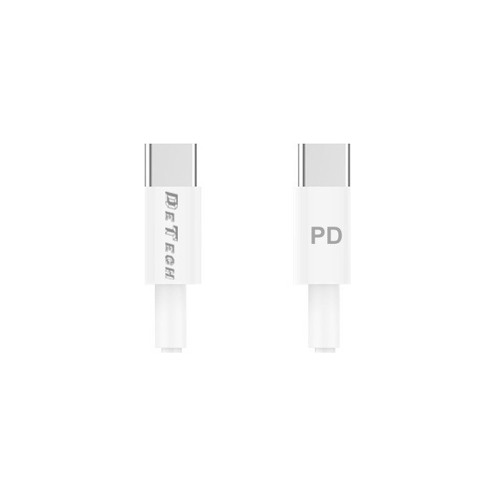 Kαλώδιο δεδομένων DeTech DE-C29PD, Type-C - Type-C, PD, 1.0m, Λευκο (40112)