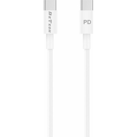 Kαλώδιο δεδομένων DeTech DE-C29PD, Type-C - Type-C, PD, 1.0m, Λευκο (40112)