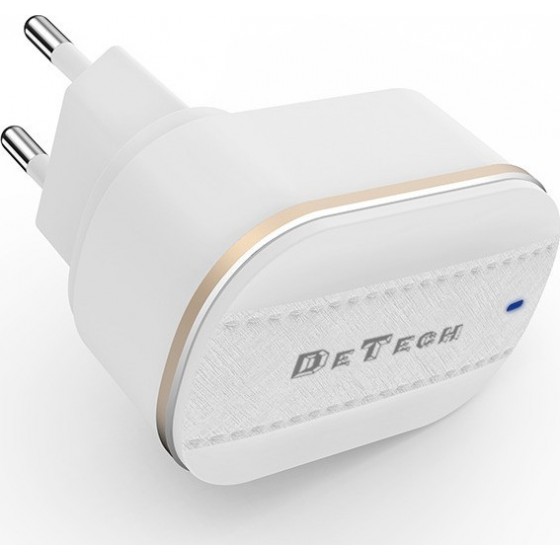 De Tech Φορτιστής Χωρίς Καλώδιο με 2 Θύρες USB-A Λευκός (DE-15)40095