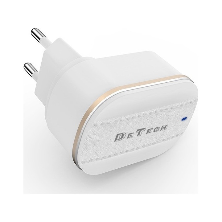 De Tech Φορτιστής Χωρίς Καλώδιο με 2 Θύρες USB-A Λευκός (DE-15)40095