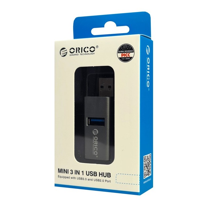 ORICO mini USB hub MINI-U32L, 3x USB ports, μαύρο