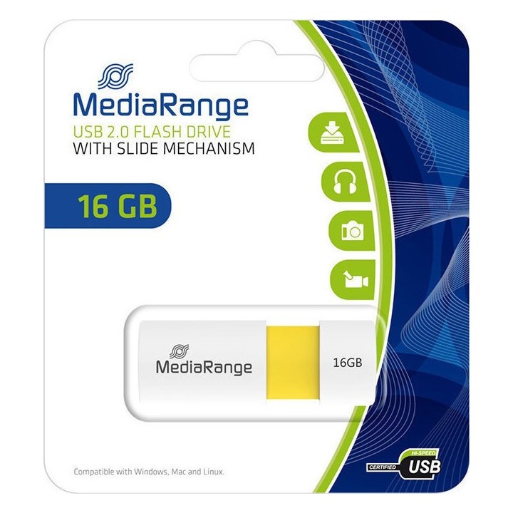 MediaRange USB 2.0 Flash Drive Color Edition 16GB (Yellow) (MR972)