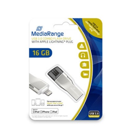 MediaRange USB 3.0 Combo Flash Drive with Apple Lightning plug 16GB (MR981)