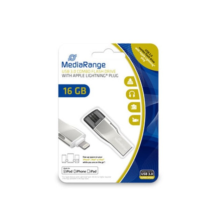 MediaRange USB 3.0 Combo Flash Drive with Apple Lightning plug 16GB (MR981)