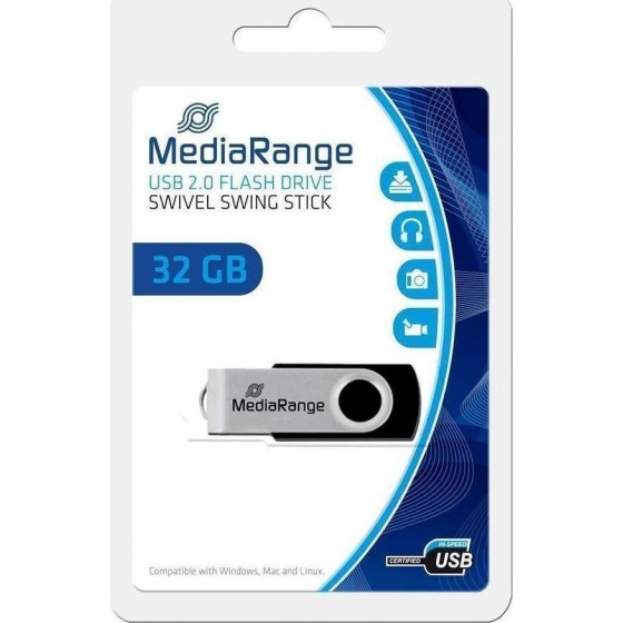 MediaRange USB 2.0 Flash Drive 32GB (Black/Silver) (MR911)