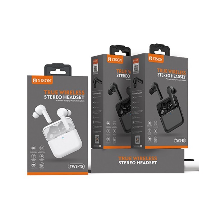 YISON earphones με θήκη φόρτισης T5, True Wireless, λευκά