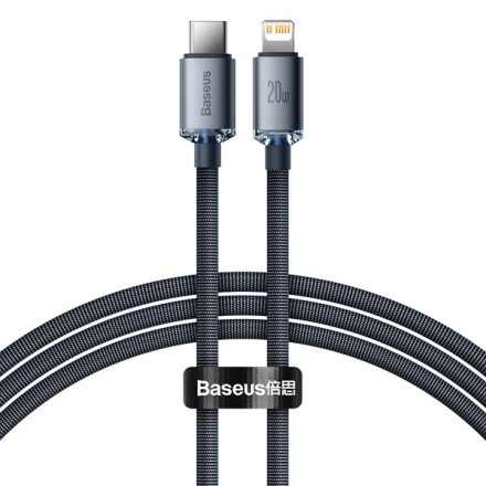 Baseus Crystal Shine Braided USB 2.0 Cable USB-C male - Lightning Μαύρο 1.2m (CAJY000001)