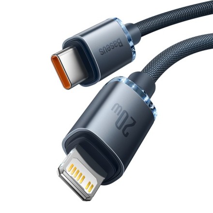 Baseus Crystal Shine Braided USB 2.0 Cable USB-C male - Lightning Μαύρο 1.2m (CAJY000001)