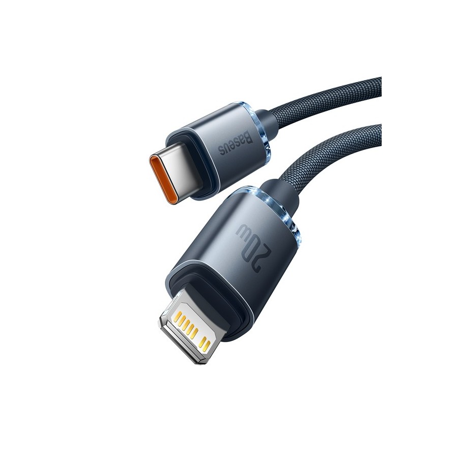 Baseus Crystal Shine Braided USB 2.0 Cable USB-C male - Lightning Μαύρο 1.2m (CAJY000001)