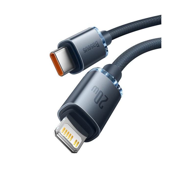 Baseus Crystal Shine Braided USB 2.0 Cable USB-C male - Lightning Μαύρο 1.2m (CAJY000001)