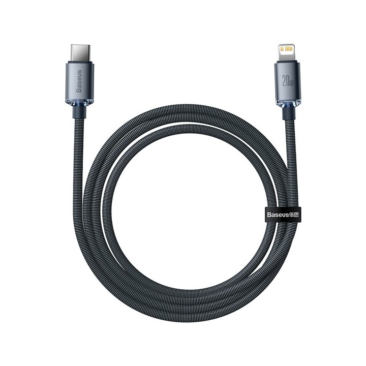 Baseus Crystal Shine Braided USB 2.0 Cable USB-C male - Lightning Μαύρο 1.2m (CAJY000001)