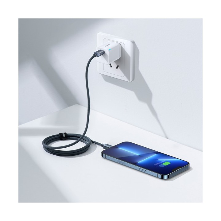 Baseus Crystal Shine Braided USB 2.0 Cable USB-C male - Lightning Μαύρο 1.2m (CAJY000001)