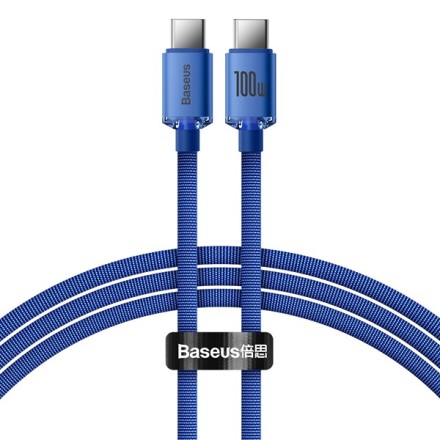 Baseus Crystal Shine Braided USB 2.0 Cable USB-C male - USB-C male Μπλε 1.2m (CAJY000603)
