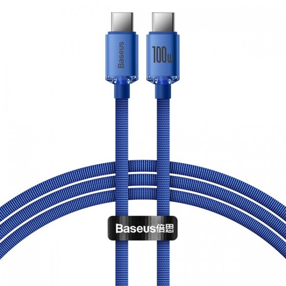 Baseus Crystal Shine Braided USB 2.0 Cable USB-C male - USB-C male Μπλε 1.2m (CAJY000603)