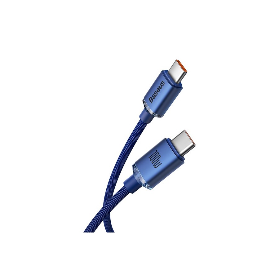 Baseus Crystal Shine Braided USB 2.0 Cable USB-C male - USB-C male Μπλε 1.2m (CAJY000603)