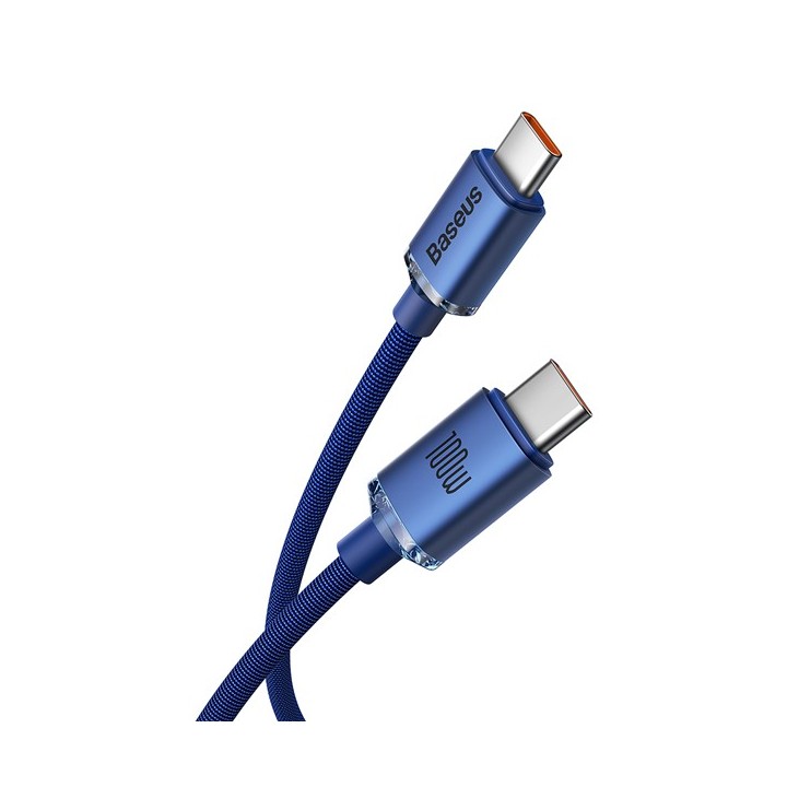 Baseus Crystal Shine Braided USB 2.0 Cable USB-C male - USB-C male Μπλε 1.2m (CAJY000603)