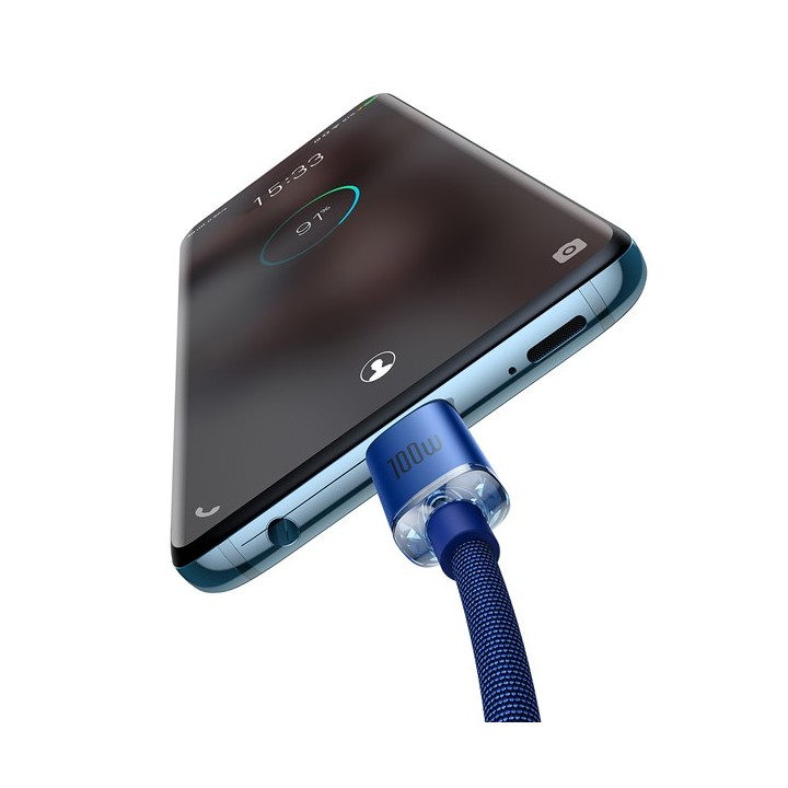 Baseus Crystal Shine Braided USB 2.0 Cable USB-C male - USB-C male Μπλε 1.2m (CAJY000603)