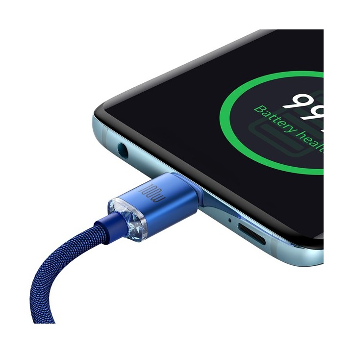 Baseus Crystal Shine Braided USB 2.0 Cable USB-C male - USB-C male Μπλε 1.2m (CAJY000603)